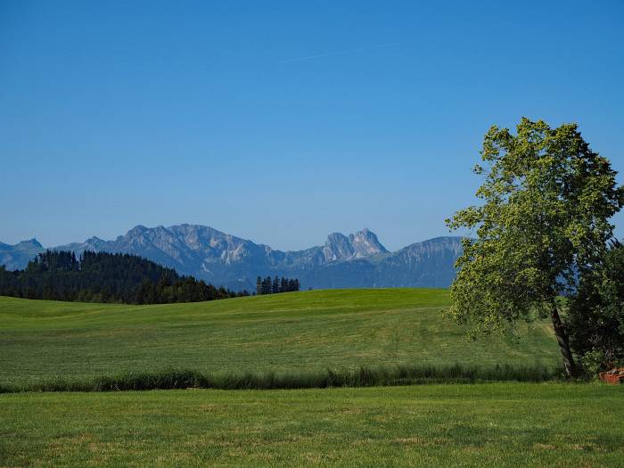 MTB Transalp vom Allgäu zum und um den Gardasee, Start im Allgäu mit Blick zum Aggenstein