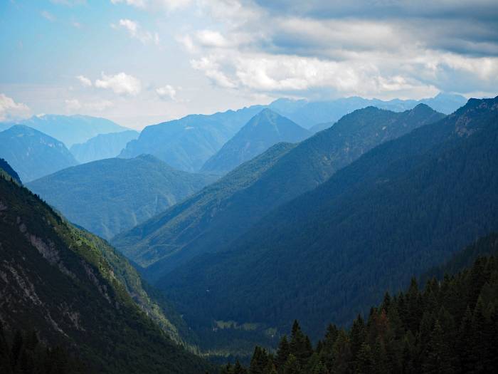 MTB Transalp vom Allgäu zum und um den Gardasee, Panoramaaussicht zwischen dem Passo Bregn de l'Ors (Bärenpass) und Passo del Gotro