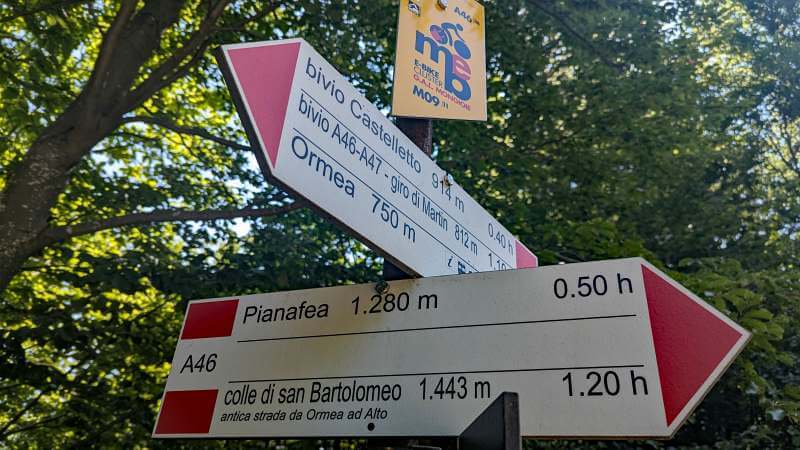 MTB Ligurien 2026 - Wegweiser zum Colle di san Bartolomeo