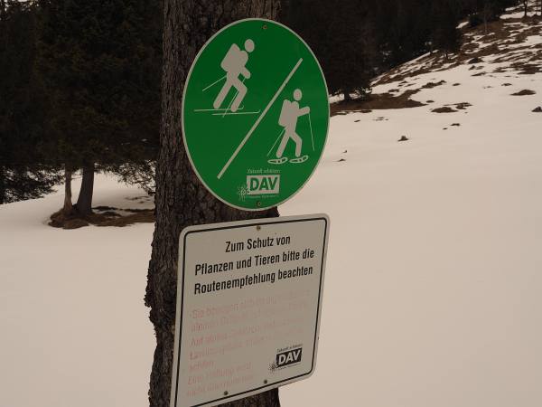 Schneeschuhwanderung Ochsenälpelskopf, Ausschilderung vom Alpenverein