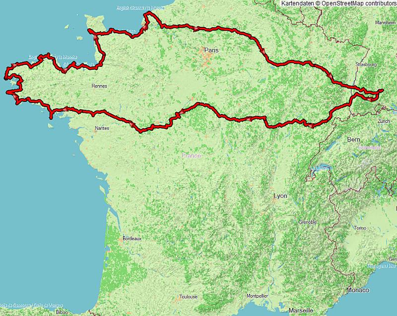 Frankreich, Reisekarte der Bretagne Reise 2021