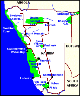 Namibia-Karte mit Route